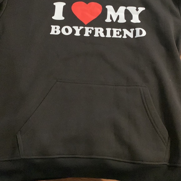 “I Love My Boyfriend” hooded sweatshirt NWOT - Picture 3 of 6